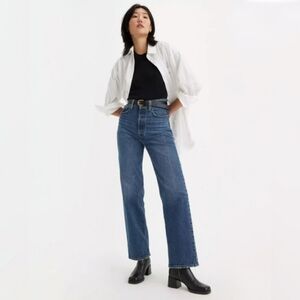 Levi's Ribcage Straight Ankle Dark Blue Jeans Denim Size 26 (L27) Frayed Hem